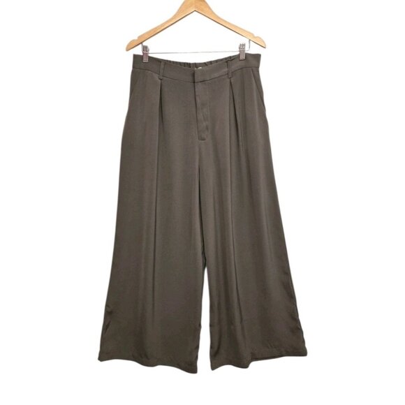 Tronjori Womens XL Taupe Wide Leg  Palazzo Pants Pleated Boho Lagenlook Casual - Picture 2 of 8